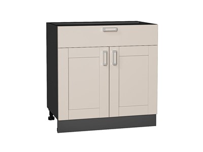 Шкаф нижний с 2-мя дверцами и ящиком Лофт Graphite, Cream Silk, 800 В*Ш*Г 816*800*480, фасад МДФ  Cream Silk, корпус  Graphite ms2510VVT_71579