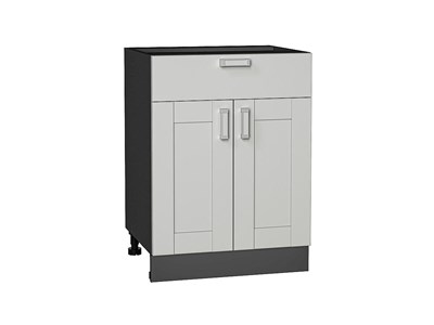 Шкаф нижний с 2-мя дверцами и ящиком Лофт Graphite, Grey Silk, 600 В*Ш*Г 816*600*480, фасад МДФ  Grey Silk, корпус  Graphite ms2510VVT_69711