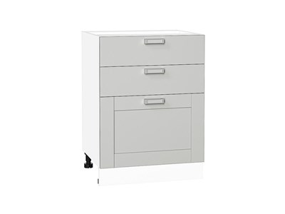 Шкаф нижний с 3-мя ящиками Лофт Белый, Grey Silk, 600 В*Ш*Г 816*600*480, фасад МДФ  Grey Silk, корпус  Белый ms2510VVT_69722