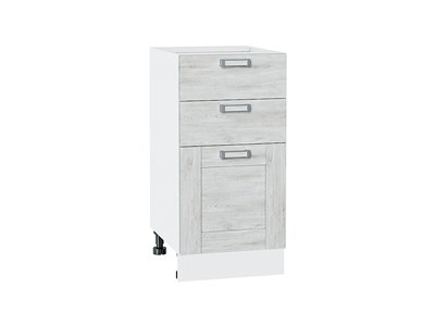Шкаф нижний с 3-мя ящиками Лофт Белый, Nordic Oak, 400 В*Ш*Г 816*400*480, фасад МДФ  Nordic Oak, корпус  Белый ms2510VVT_36078