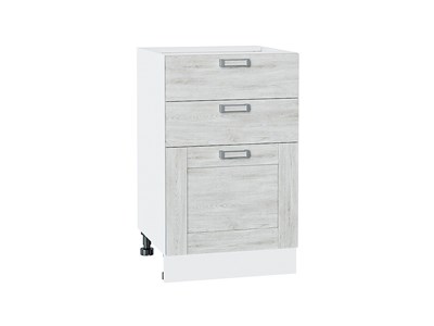 Шкаф нижний с 3-мя ящиками Лофт Белый, Nordic Oak, 500 В*Ш*Г 816*500*480, фасад МДФ  Nordic Oak, корпус  Белый ms2510VVT_39825