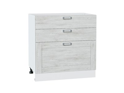 Шкаф нижний с 3-мя ящиками Лофт Белый, Nordic Oak, 800 В*Ш*Г 816*800*480, фасад МДФ  Nordic Oak, корпус  Белый ms2510VVT_36092