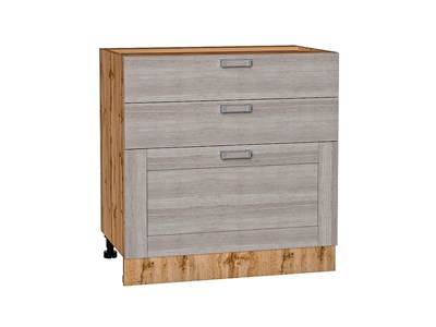 Шкаф нижний с 3-мя ящиками Лофт Дуб Вотан, Cappuccino Veralinga, 800 В*Ш*Г 816*800*480, фасад МДФ  Cappuccino Veralinga, корпус  Дуб Вотан ms2510VVT_63401