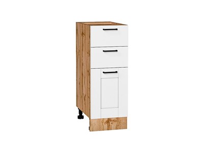 Шкаф нижний с 3-мя ящиками Лофт Дуб Вотан, Super White, 300 В*Ш*Г 816*300*480, фасад МДФ  Super White, корпус  Дуб Вотан ms2510VVT_63383