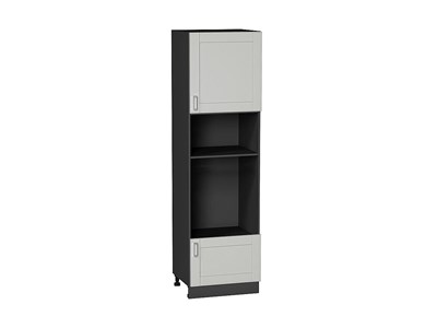 Шкаф пенал с 1-ой дверцей и ящиком под технику Лофт Graphite, Grey Silk, 2140 В*Ш*Г 2132*600*576, фасад МДФ  Grey Silk, корпус  Graphite ms2510VVT_69744