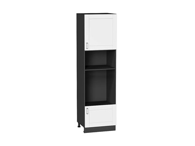 Шкаф пенал с 1-ой дверцей и ящиком под технику Лофт Graphite, White Silk, 2140 В*Ш*Г 2132*600*576, фасад МДФ  White Silk, корпус  Graphite ms2510VVT_60116