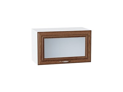 Шкаф верхний горизонтальный остекленный Шале Белый, Brown Dreamline, 600 В*Ш*Г 358*600*320, фасад МДФ/Стекло  Brown Dreamline, корпус  Белый ms2510VVT_53722
