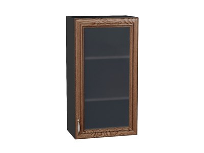 Шкаф верхний с 1-ой остекленной дверцей Шале Graphite, Brown Dreamline, 920, 500 В*Ш*Г 920*500*320, фасад МДФ/Стекло  Brown Dreamline, корпус  Graphite ms2510VVT_53810