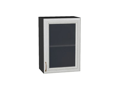 Шкаф верхний с 1-ой остекленной дверцей Шале Graphite, White Dreamline, 720, 500 В*Ш*Г 716*500*320, фасад МДФ/Стекло  White Dreamline, корпус  Graphite ms2510VVT_53795