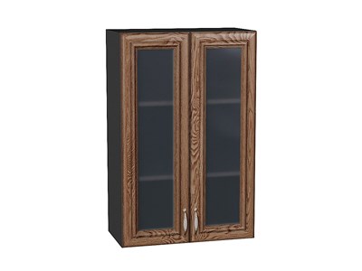 Шкаф верхний с 2-мя остекленными дверцами Шале Graphite, Brown Dreamline, 920, 600 В*Ш*Г 920*600*320, фасад МДФ/Стекло  Brown Dreamline, корпус  Graphite ms2510VVT_53841