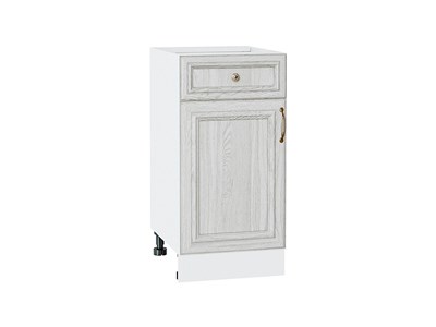 Шкаф нижний с 1-ой дверцей и ящиком Шале Белый, White Dreamline, 400 В*Ш*Г 816*400*478, фасад МДФ  White Dreamline, корпус  Белый ms2510VVT_53936