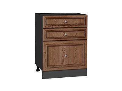Шкаф нижний с 3-мя ящиками Шале Graphite, Brown Dreamline, 600 В*Ш*Г 816*600*480, фасад МДФ  Brown Dreamline, корпус  Graphite ms2510VVT_54001