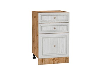 Шкаф нижний с 3-мя ящиками Шале Дуб Вотан, White Dreamline, 500 В*Ш*Г 816*500*480, фасад МДФ  White Dreamline, корпус  Дуб Вотан ms2510VVT_61388