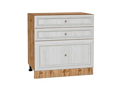 Шкаф нижний с 3-мя ящиками Шале Дуб Вотан, White Dreamline, 800 В*Ш*Г 816*800*480, фасад МДФ  White Dreamline, корпус  Дуб Вотан ms2510VVT_61390