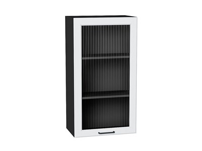 Шкаф верхний с 1-ой остекленной дверцей Барселона Graphite, Белый, 920, 500 В*Ш*Г 920*500*324, фасад МДФ/Стекло  Белый, корпус  Graphite ms2510VVT_53078