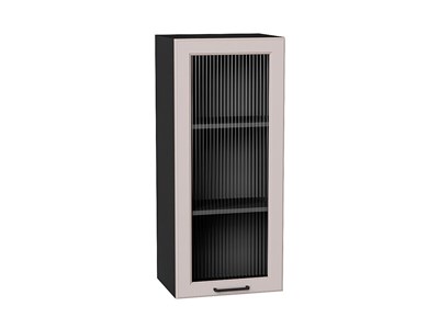 Шкаф верхний с 1-ой остекленной дверцей Барселона Graphite, Кашемир, 920, 400 В*Ш*Г 920*400*324, фасад МДФ/Стекло  Кашемир, корпус  Graphite ms2510VVT_53090