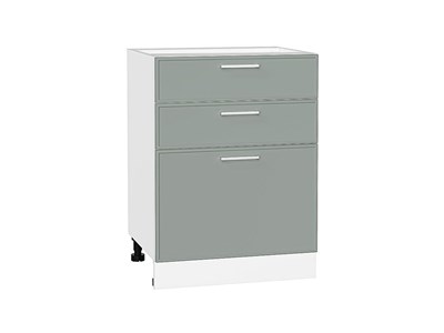 Шкаф нижний с 3-мя ящиками Квадро Белый, Аквамарин, 600 В*Ш*Г 816*600*481, фасад МДФ  Аквамарин, корпус  Белый ms2510VVT_73605