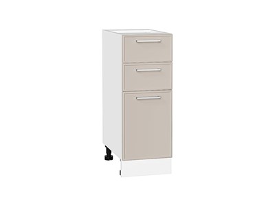 Шкаф нижний с 3-мя ящиками Квадро Белый, Кашемир, 300 В*Ш*Г 816*300*481, фасад МДФ  Кашемир, корпус  Белый ms2510VVT_73607