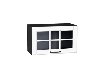 Шкаф верхний горизонтальный остекленный Дублин Graphite, Special White, 600 В*Ш*Г 358*600*318, фасад МДФ/Стекло  Special White, корпус  Graphite ms2510VVT_74271