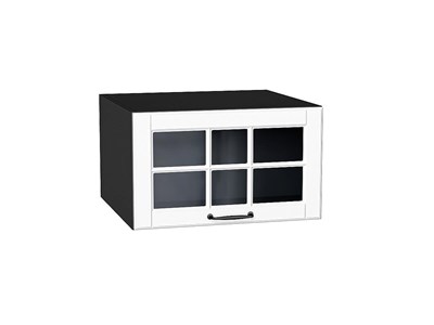 Шкаф верхний горизонтальный остекленный глубокий Дублин Graphite, Special White, 600 В*Ш*Г 358*600*574, фасад МДФ/Стекло  Special White, корпус  Graphite ms2510VVT_74253