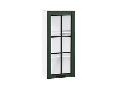 Шкаф верхний с 1-ой остекленной дверцей Дублин Белый, Special Green, 920, 400 В*Ш*Г 920*400*318, фасад МДФ/Стекло  Special Green, корпус  Белый ms2510VVT_74322