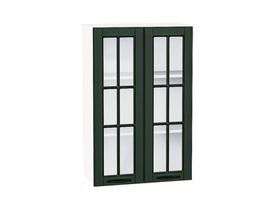 Шкаф верхний с 2-мя остекленными дверцами Дублин Белый, Special Green, 920, 600 В*Ш*Г 920*600*318, фасад МДФ/Стекло  Special Green, корпус  Белый ms2510VVT_74294