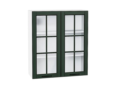 Шкаф верхний с 2-мя остекленными дверцами Дублин Белый, Special Green, 920, 800 В*Ш*Г 920*800*318, фасад МДФ/Стекло  Special Green, корпус  Белый ms2510VVT_74295