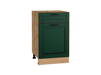 Шкаф нижний с 1-ой дверцей и ящиком Дублин Дуб Вотан, Special Green, 500 В*Ш*Г 816*500*478, фасад МДФ  Special Green, корпус  Дуб Вотан ms2510VVT_73478
