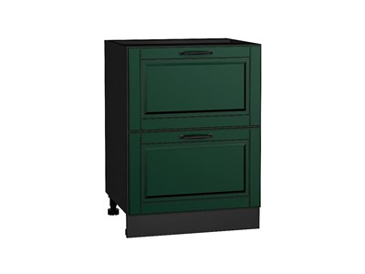 Шкаф нижний с 2-мя ящиками Дублин Graphite, Special Green В*Ш*Г 816*600*478, фасад МДФ  Special Green, корпус  Graphite ms2510VVT_73556