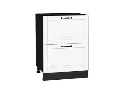 Шкаф нижний с 2-мя ящиками Дублин Graphite, Special White В*Ш*Г 816*600*478, фасад МДФ  Special White, корпус  Graphite ms2510VVT_73555