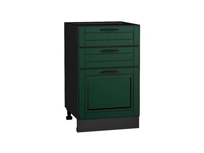 Шкаф нижний с 3-мя ящиками Дублин Graphite, Special Green, 500 В*Ш*Г 816*500*478, фасад МДФ  Special Green, корпус  Graphite ms2510VVT_73648