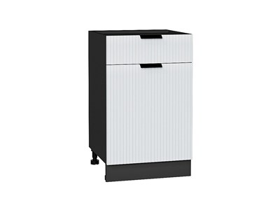 Шкаф нижний с 1-ой дверцей и ящиком Евро Лайн Graphite, Белый, 500 В*Ш*Г 816*500*478, фасад МДФ  Белый, корпус  Graphite ms2510VVT_59483