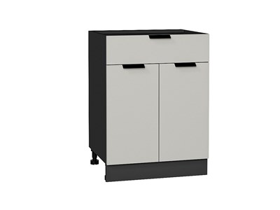 Шкаф нижний с 2-мя дверцами и ящиком Евро Graphite, Агат, 600 В*Ш*Г 816*600*478, фасад МДФ  Агат, корпус  Graphite ms2510VVT_59208