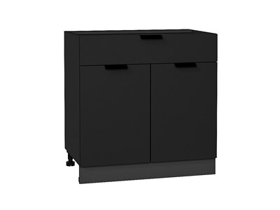Шкаф нижний с 2-мя дверцами и ящиком Евро Graphite, Антрацит, 800 В*Ш*Г 816*800*478, фасад МДФ  Антрацит, корпус  Graphite ms2510VVT_59205