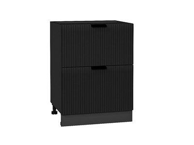 Шкаф нижний с 2-мя ящиками Евро Лайн Graphite, Антрацит В*Ш*Г 816*600*478, фасад МДФ  Антрацит, корпус  Graphite ms2510VVT_59003