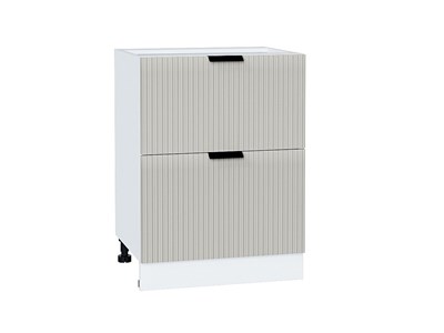 Шкаф нижний с 2-мя ящиками Евро Лайн Белый, Агат В*Ш*Г 816*600*478, фасад МДФ  Агат, корпус  Белый ms2510VVT_59000