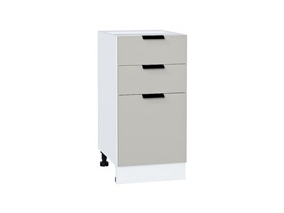 Шкаф нижний с 3-мя ящиками Евро Белый, Агат, 400 В*Ш*Г 816*400*478, фасад МДФ  Агат, корпус  Белый ms2510VVT_59253
