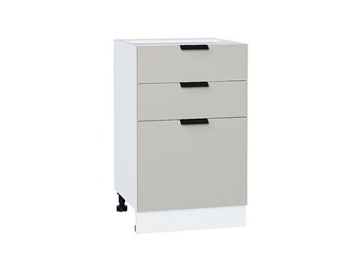 Шкаф нижний с 3-мя ящиками Евро Белый, Агат, 500 В*Ш*Г 816*500*478, фасад МДФ  Агат, корпус  Белый ms2510VVT_59254
