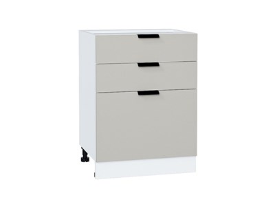 Шкаф нижний с 3-мя ящиками Евро Белый, Агат, 600 В*Ш*Г 816*600*478, фасад МДФ  Агат, корпус  Белый ms2510VVT_59255