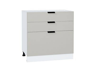 Шкаф нижний с 3-мя ящиками Евро Белый, Агат, 800 В*Ш*Г 816*800*478, фасад МДФ  Агат, корпус  Белый ms2510VVT_59256