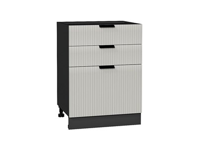 Шкаф нижний с 3-мя ящиками Евро Лайн Graphite, Агат, 600 В*Ш*Г 816*600*480, фасад МДФ  Агат, корпус  Graphite ms2510VVT_59515