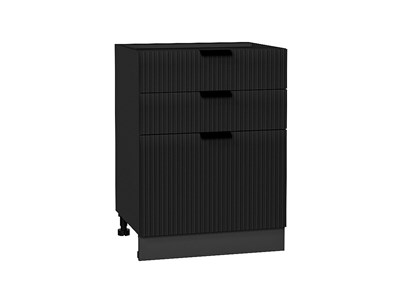 Шкаф нижний с 3-мя ящиками Евро Лайн Graphite, Антрацит, 600 В*Ш*Г 816*600*480, фасад МДФ  Антрацит, корпус  Graphite ms2510VVT_59525