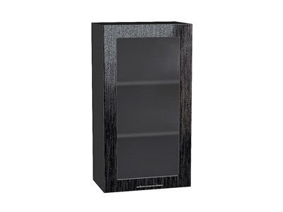 Шкаф верхний с 1-ой остекленной дверцей Валерия-М Graphite, Черный металлик дождь, 920, 500 В*Ш*Г 920*500*318, фасад МДФ/Стекло  Черный металлик дождь, корпус  Graphite ms2510VVT_40741