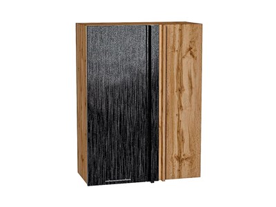 Шкаф верхний прямой угловой Валерия-М Дуб Вотан, Черный металлик дождь, 920 В*Ш*Г 920*700*345, фасад МДФ  Черный металлик дождь, корпус  Дуб Вотан ms2510VVT_63551