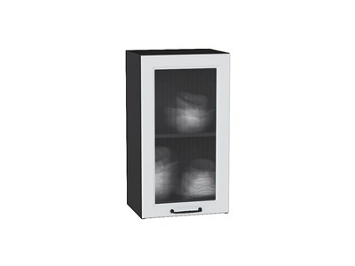 Шкаф верхний с 1-ой остекленной дверцей Ницца Graphite, Blanco, 720, 400, Кризет В*Ш*Г 716*400*318, фасад МДФ/Стекло  Blanco, корпус  Graphite ms2510VVT_44190