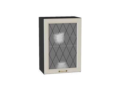 Шкаф верхний с 1-ой остекленной дверцей Ницца Graphite, Агат, 720, 500 В*Ш*Г 716*500*318, фасад МДФ/Стекло  Агат, корпус  Graphite ms2510VVT_54681