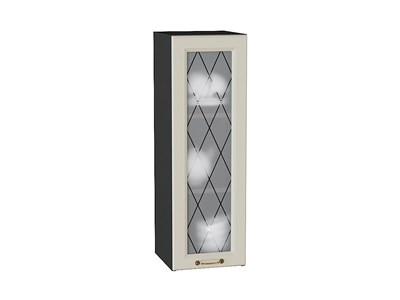 Шкаф верхний с 1-ой остекленной дверцей Ницца Graphite, Агат, 920, 300 В*Ш*Г 920*300*318, фасад МДФ/Стекло  Агат, корпус  Graphite ms2510VVT_54682