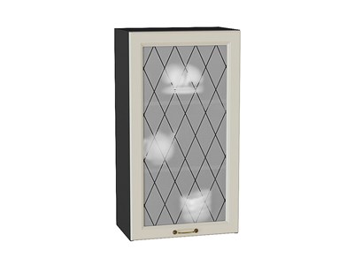 Шкаф верхний с 1-ой остекленной дверцей Ницца Graphite, Агат, 920, 500 В*Ш*Г 920*500*318, фасад МДФ/Стекло  Агат, корпус  Graphite ms2510VVT_54684