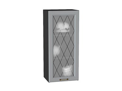 Шкаф верхний с 1-ой остекленной дверцей Ницца Graphite, Графит, 920, 400 В*Ш*Г 920*400*318, фасад МДФ/Стекло  Графит, корпус  Graphite ms2510VVT_54707