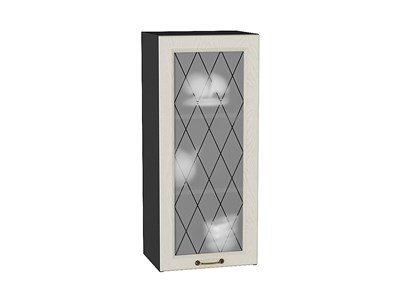 Шкаф верхний с 1-ой остекленной дверцей Ницца Graphite, Дуб крем, 920, 400 В*Ш*Г 920*400*318, фасад МДФ/Стекло  Дуб крем, корпус  Graphite ms2510VVT_44235